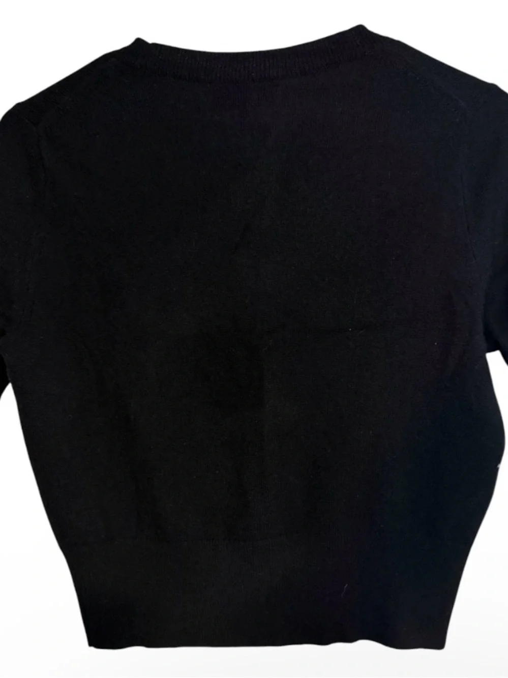 J.Crew 100% Cashmere Black Short Sleeve Crewneck Sweater Size S Quiet Luxury